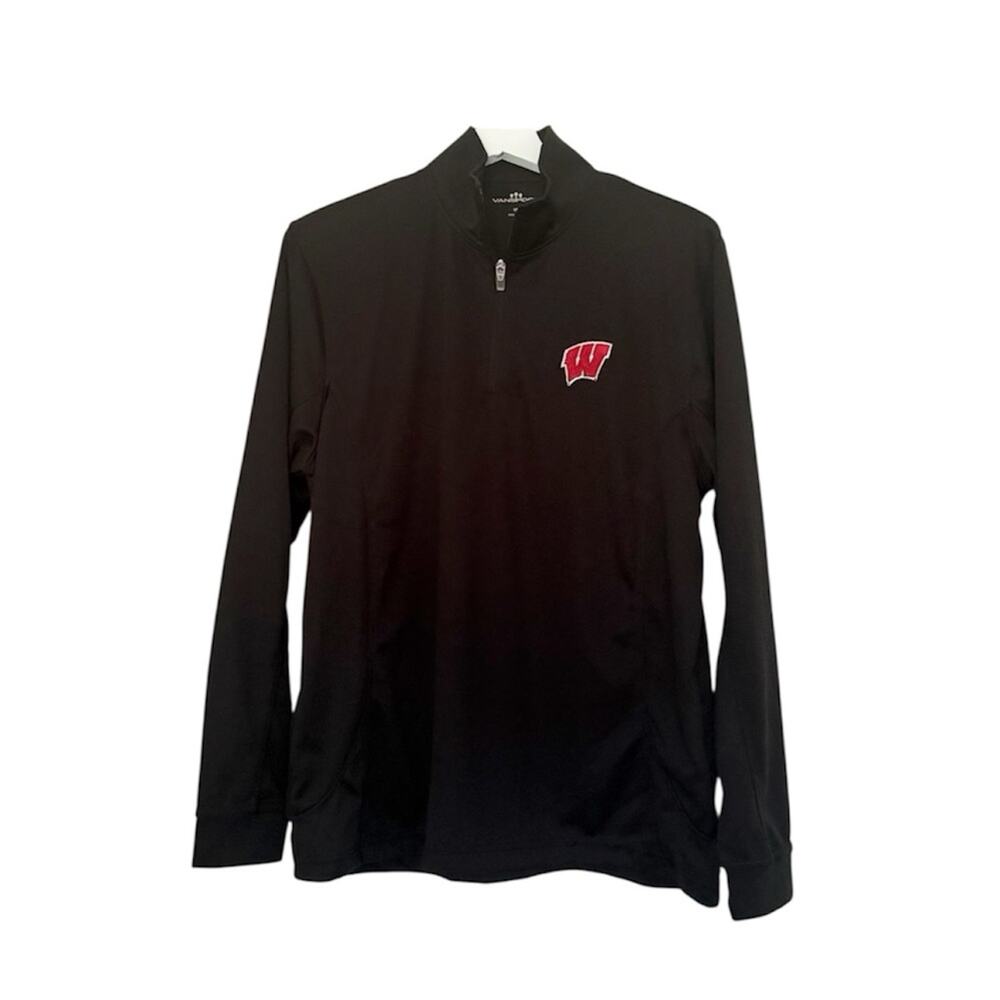 Vansport Men's University of Wisconsin Quarter Zip Pullover Embroidered Logo M